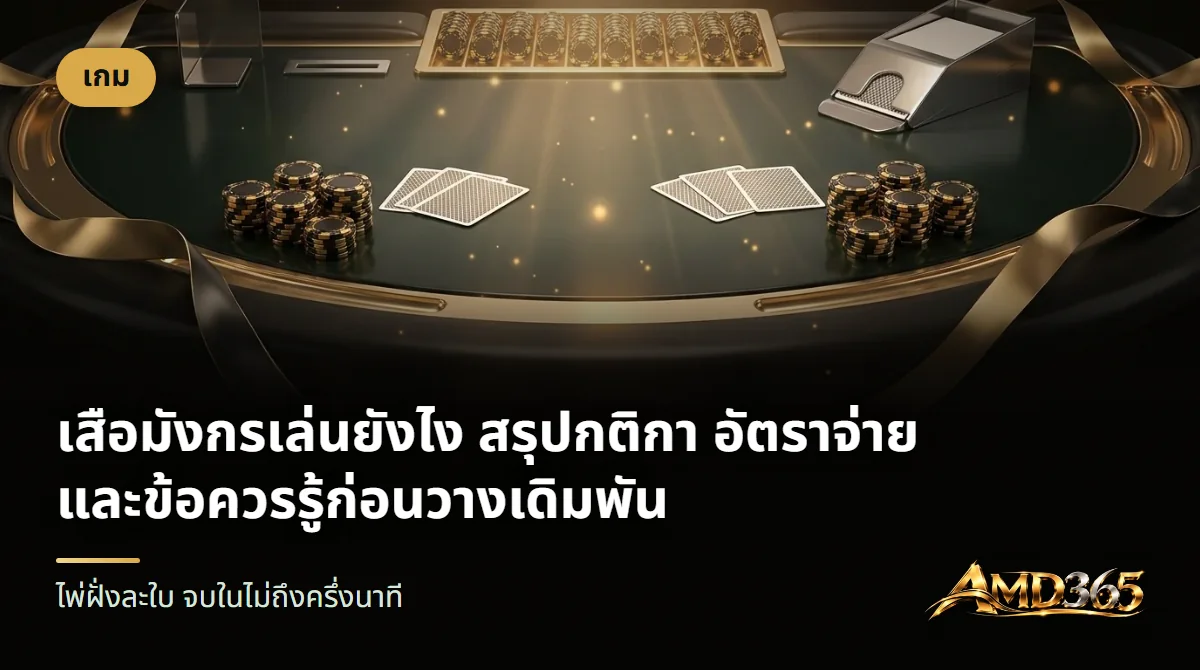 โต๊ะบาคาร่าพร้อมไพ่และชิปสีดำทอง